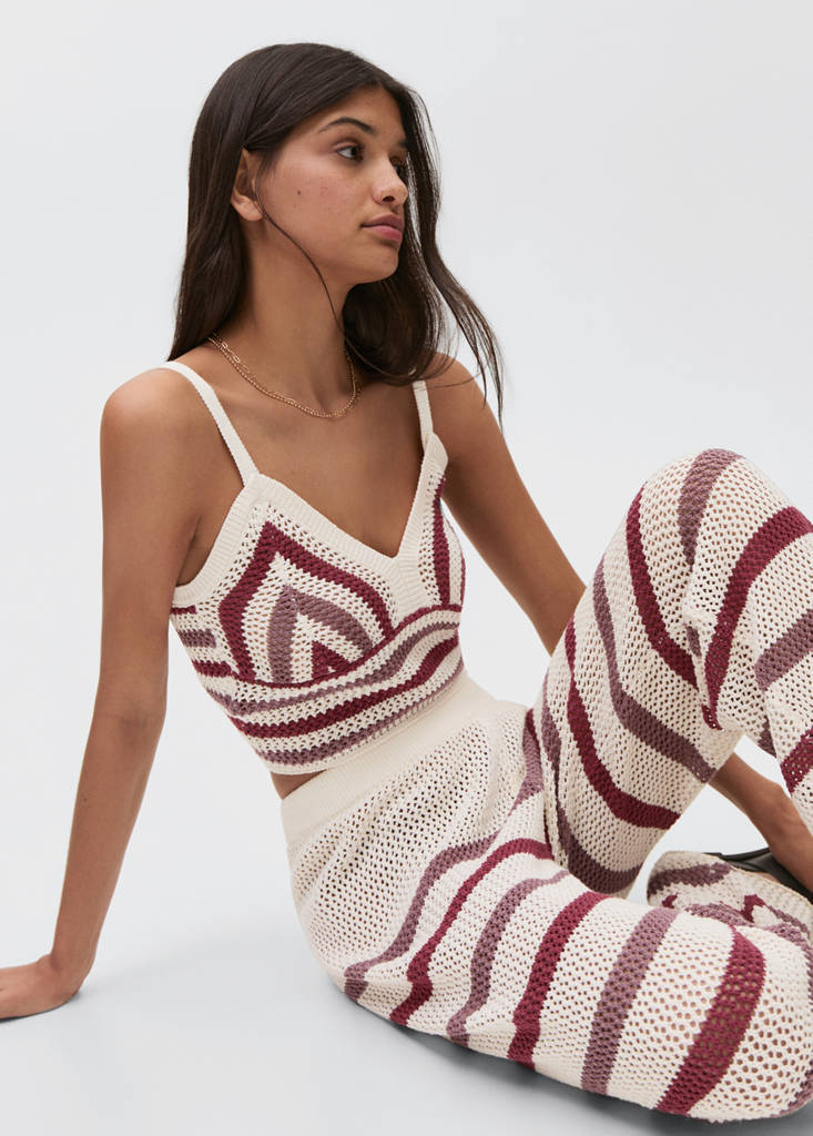 Striped openwork knit pants — Off White