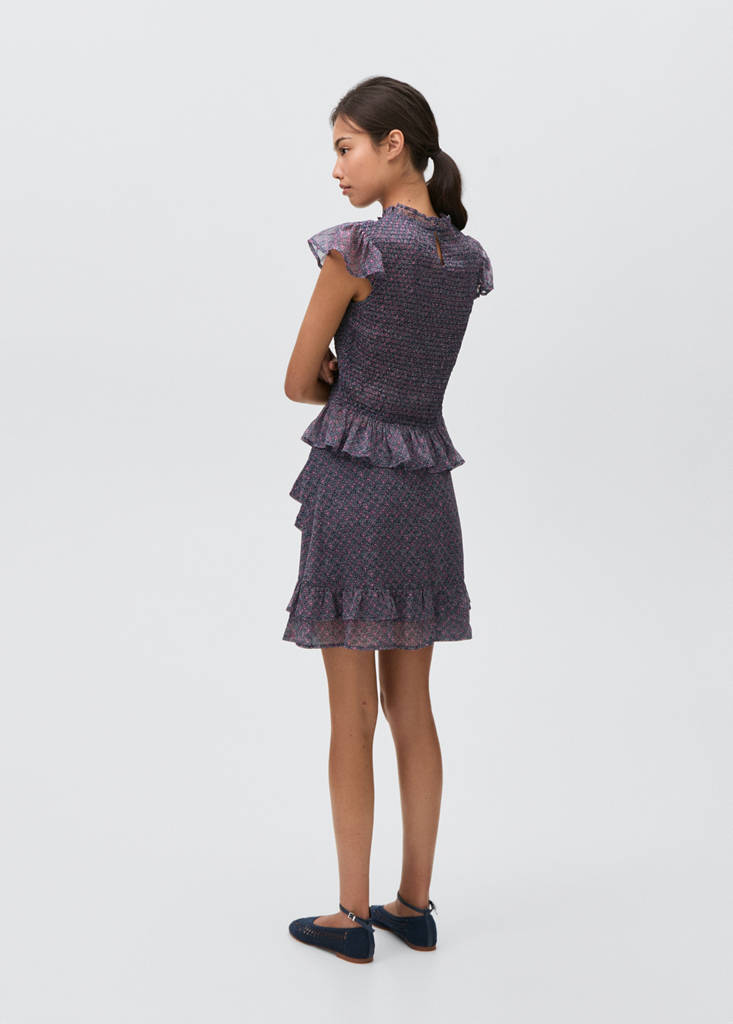 Printed skirt with ruffles — Dark Navy