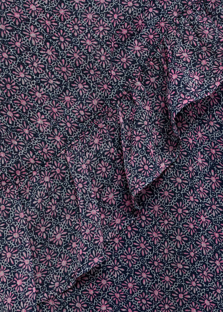 Printed skirt with ruffles — Dark Navy