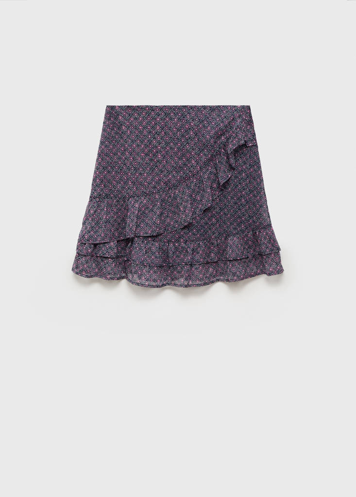 Printed skirt with ruffles — Dark Navy