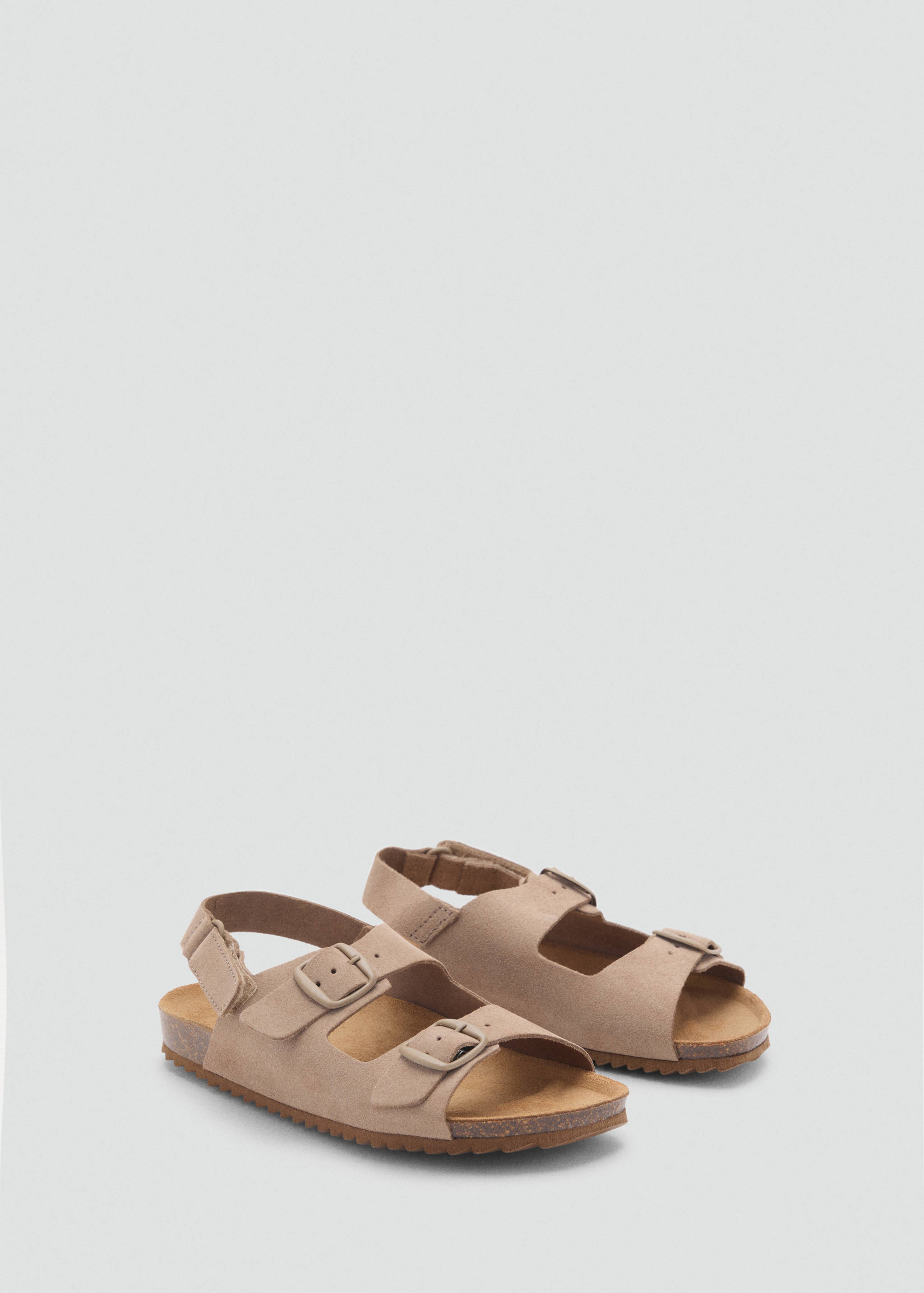Split leather sandals with buckle - Medium plane