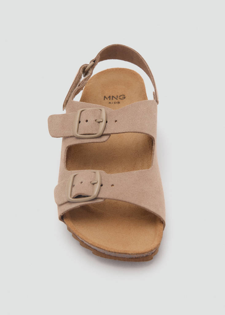 Split leather sandals with buckle — Sand