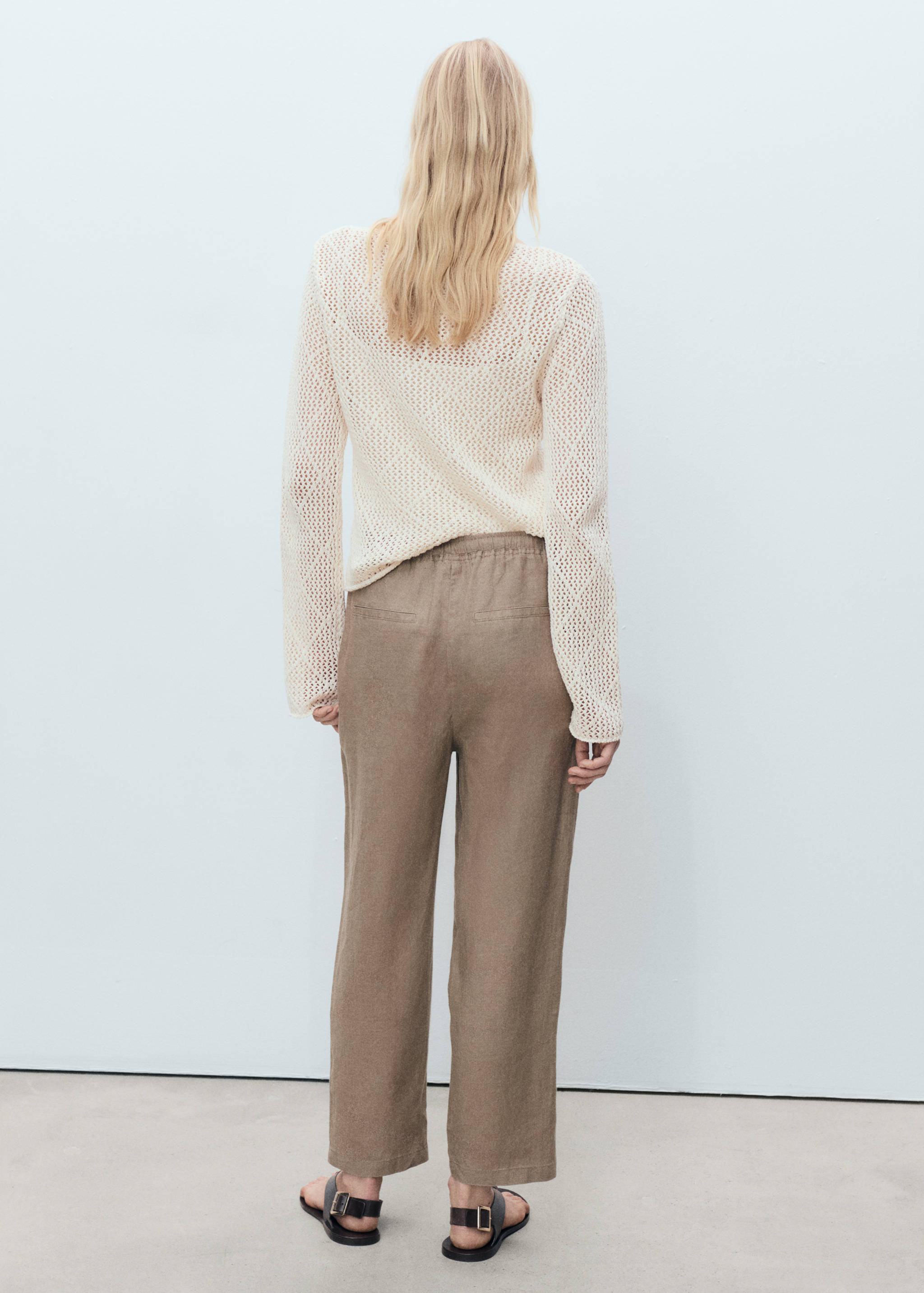 Straight linen-blend trousers - Reverse of the article
