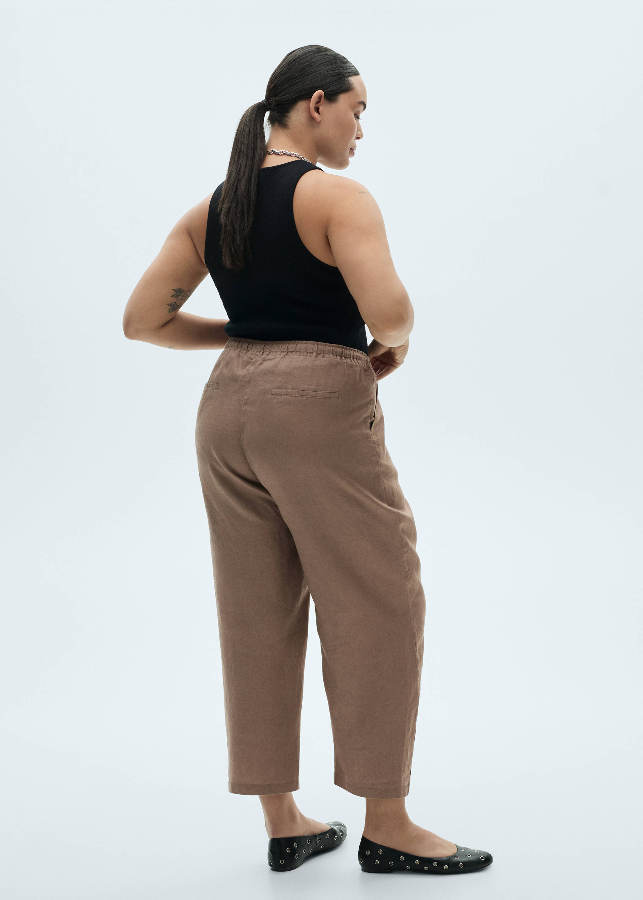 Straight linen-blend trousers - Details of the article 4