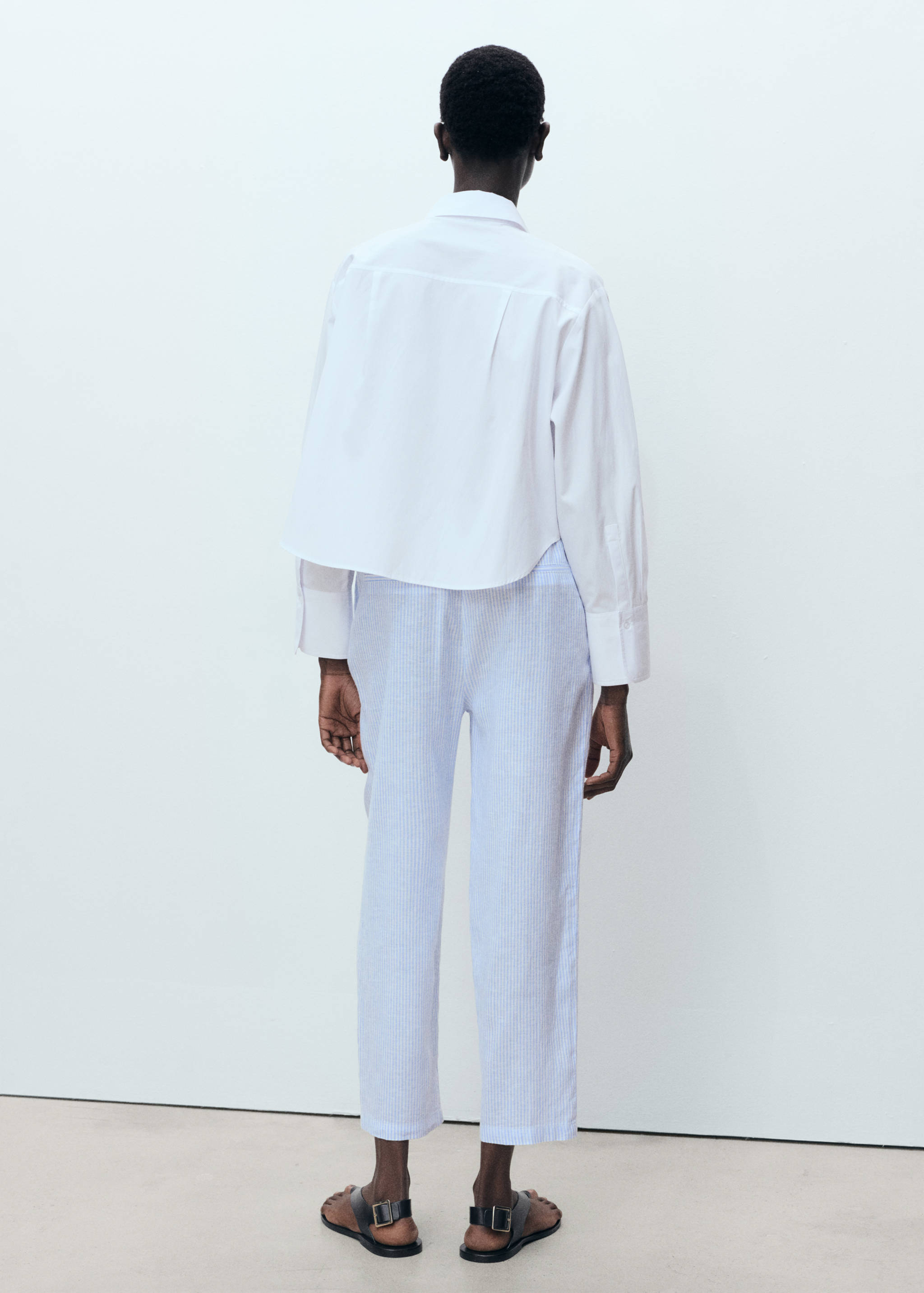 Straight linen-blend trousers - Reverse of the article