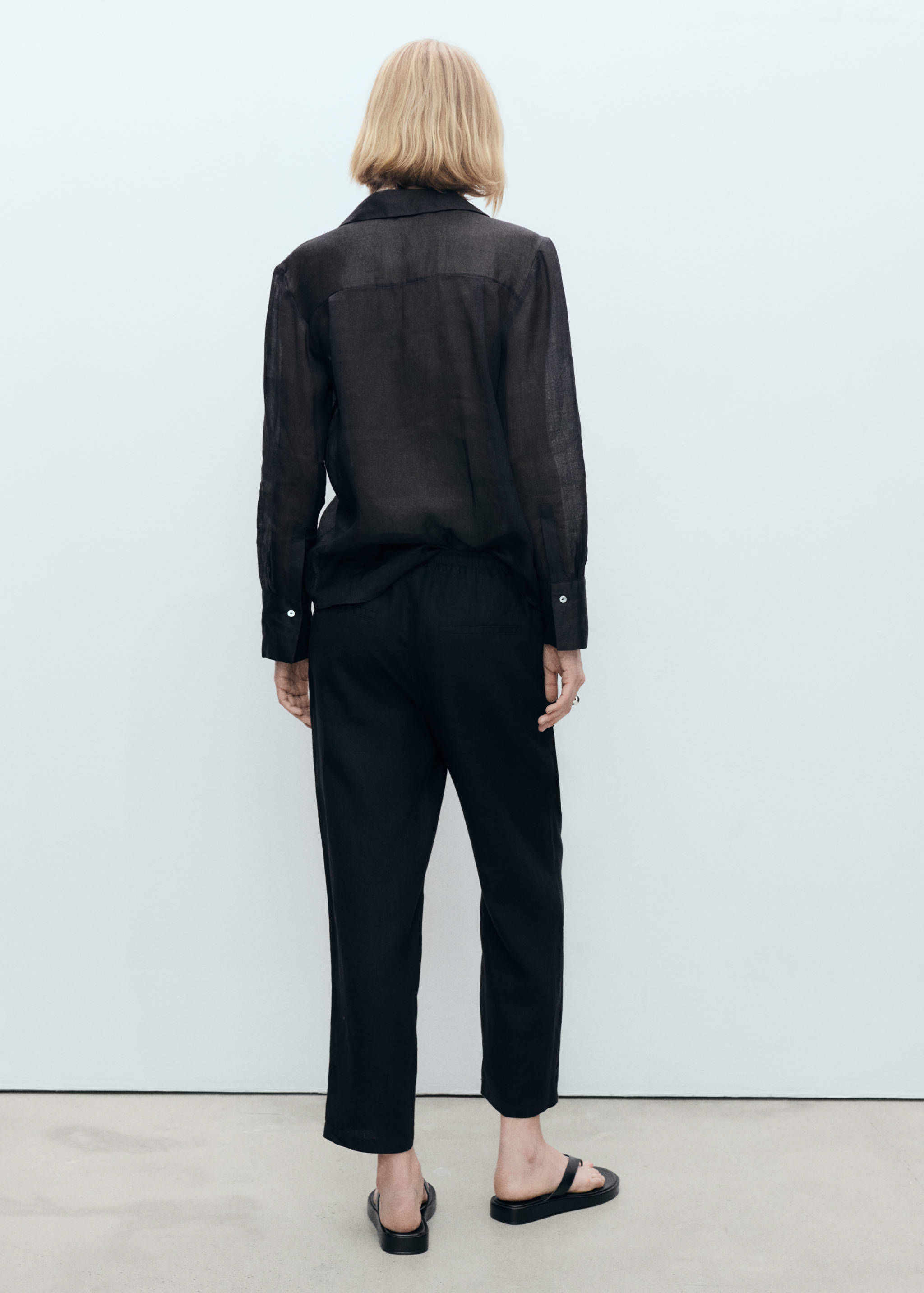 Straight linen-blend trousers - Reverse of the article