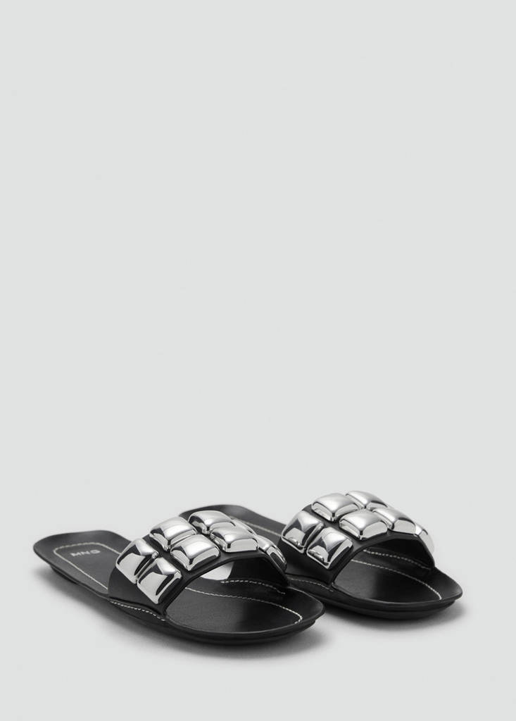 Maxi studded leather sandals — Black