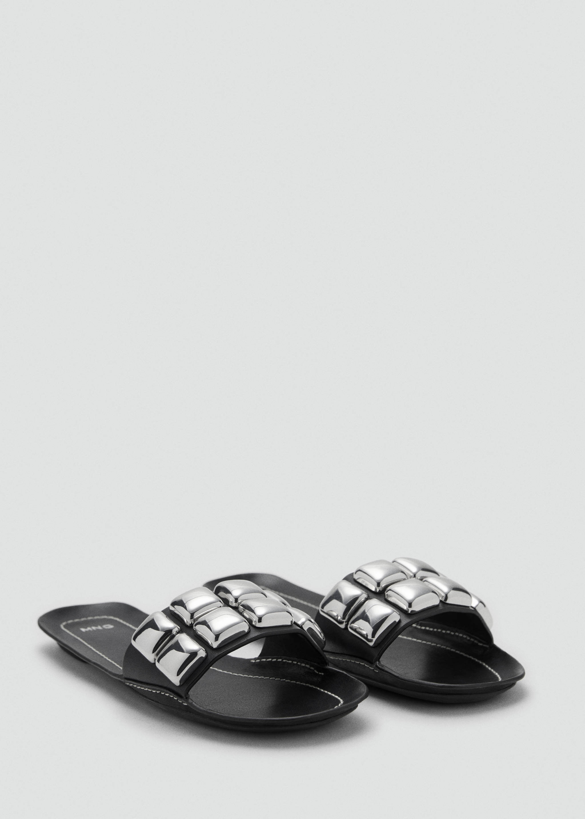 Leather sandal with maxi studs - Medium plane