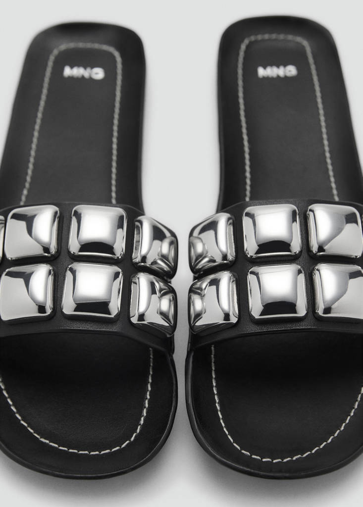 Maxi studded leather sandals — Black