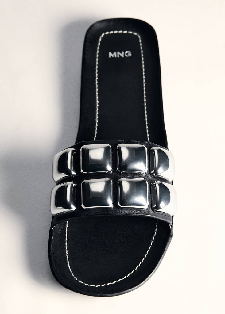 Maxi studded leather sandals — Black