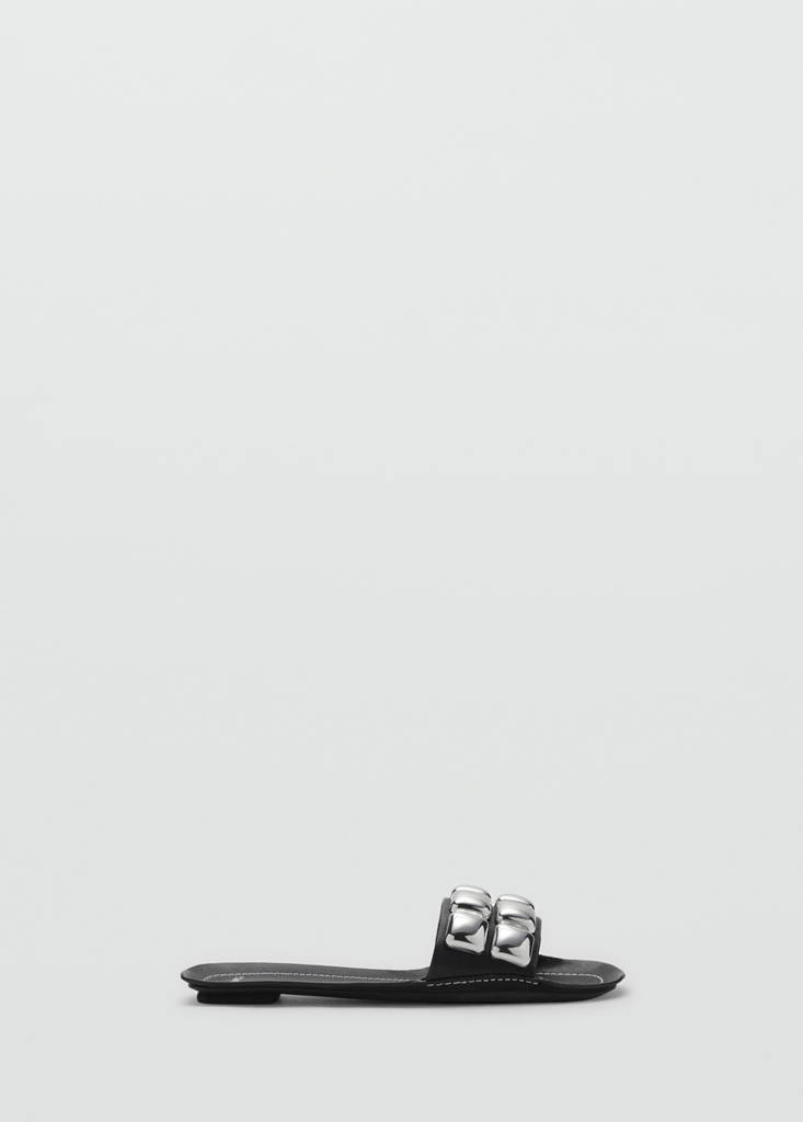 Maxi studded leather sandals — Black