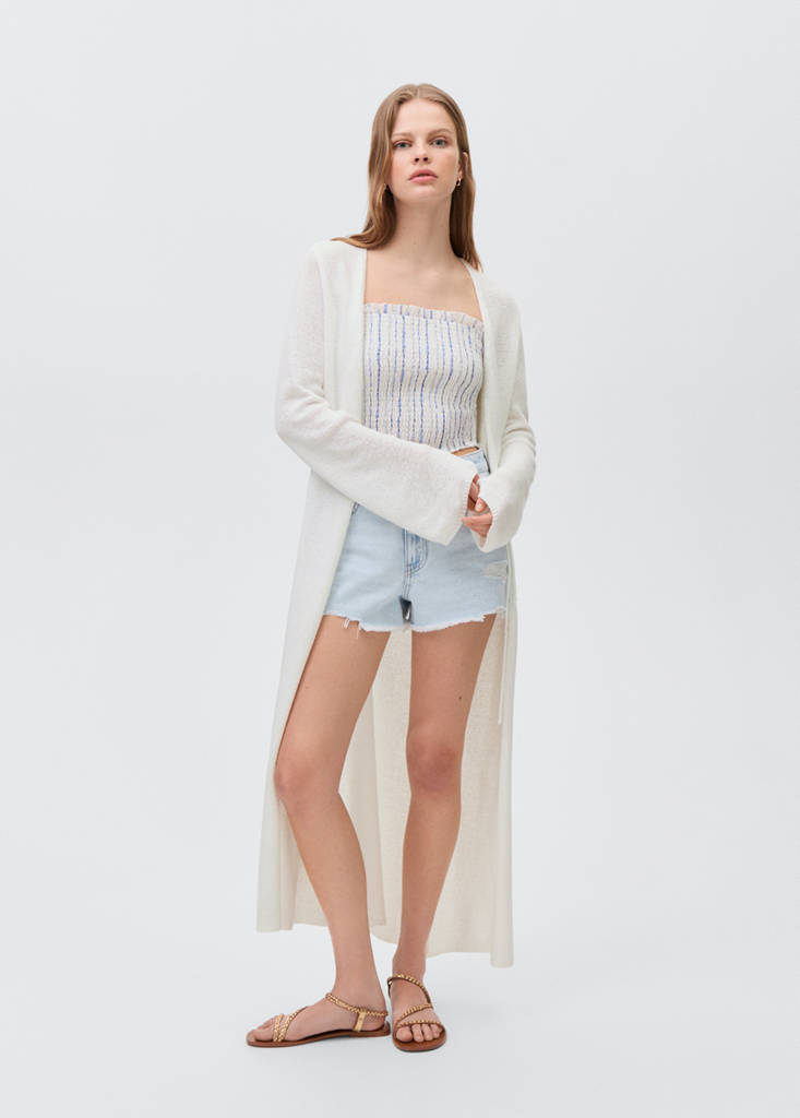 Knit long cardigan — Off White