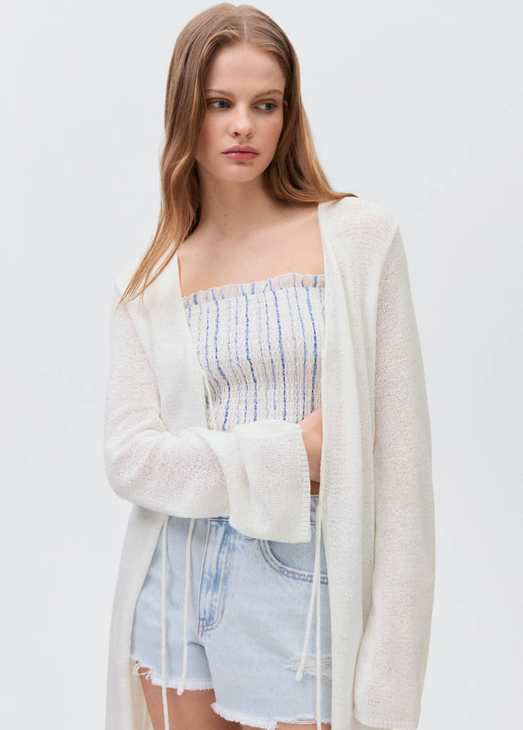 Knit long cardigan — Off White