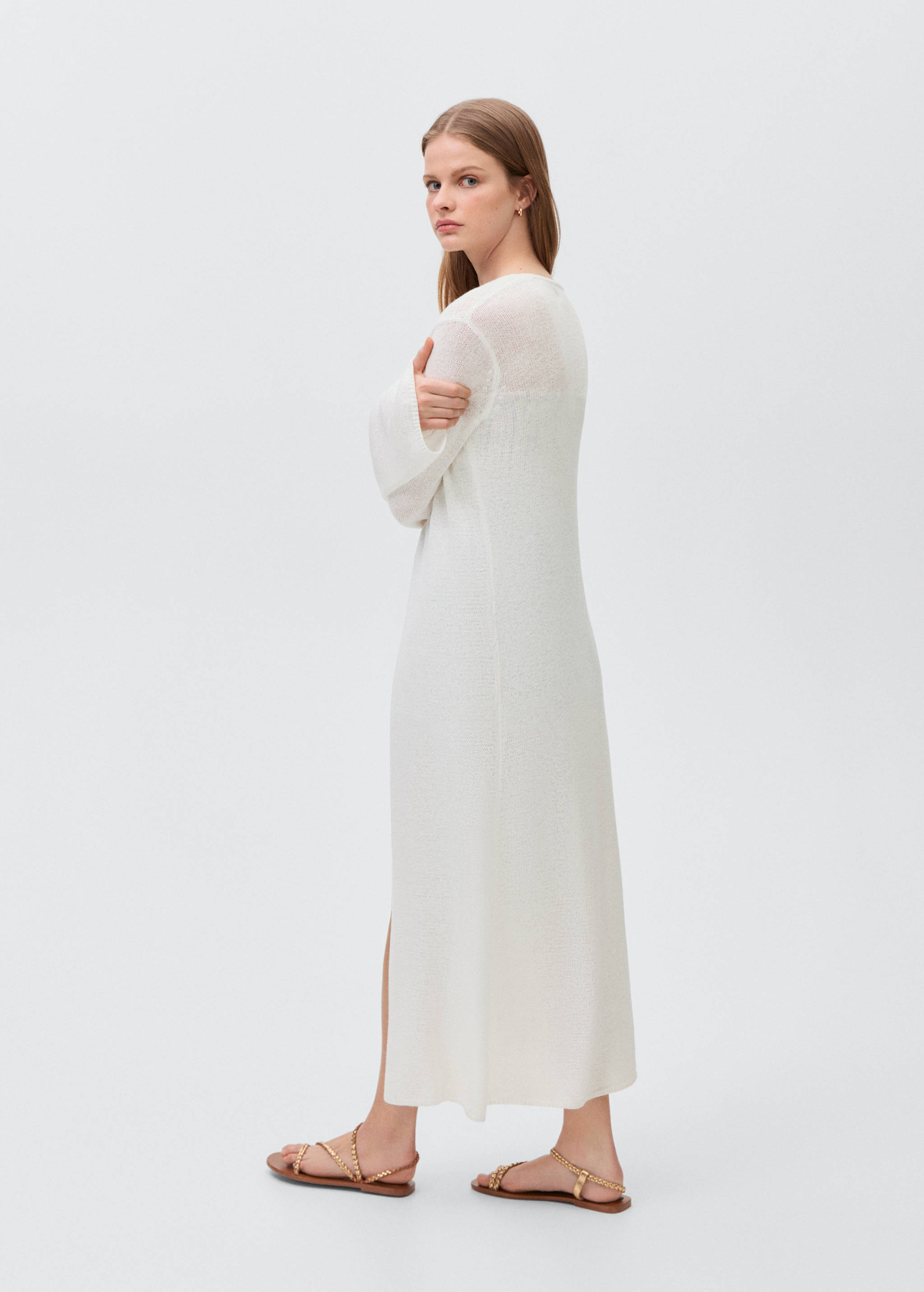 Knit long cardigan - Reverse of the article