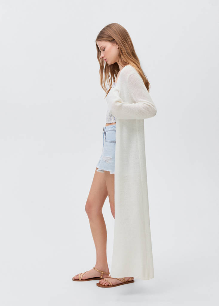 Knit long cardigan — Off White