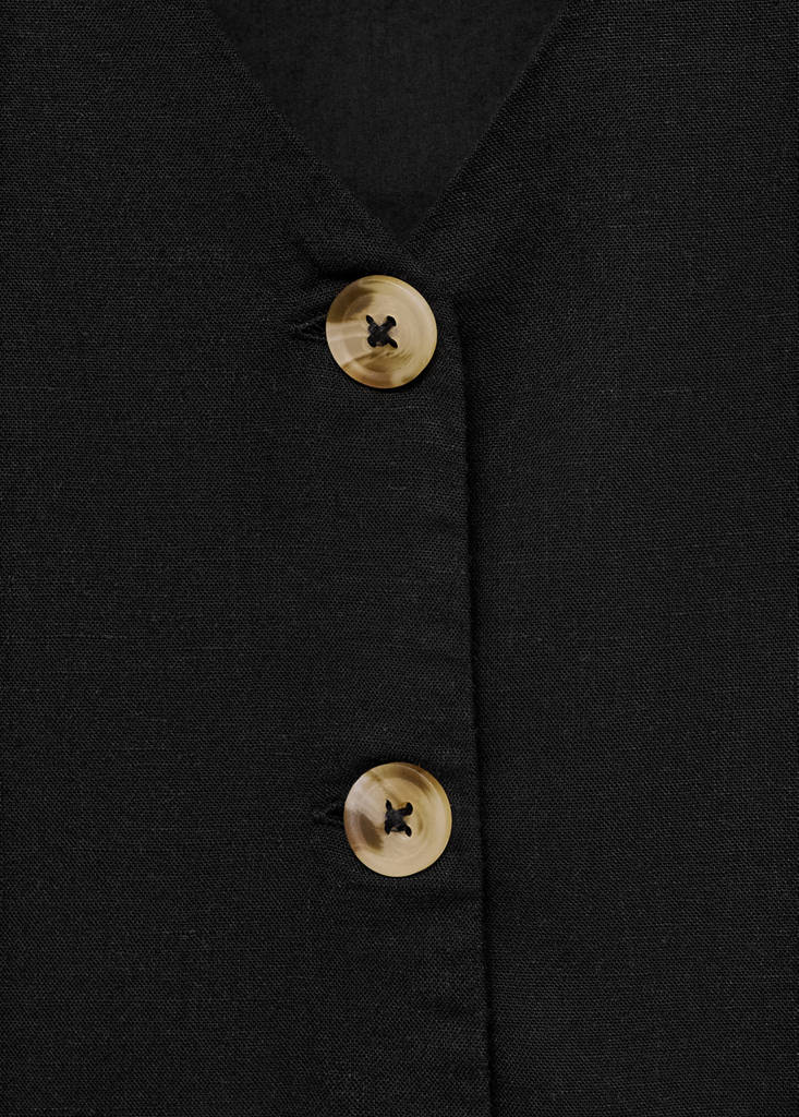 Linen waistcoat with buttons — Black