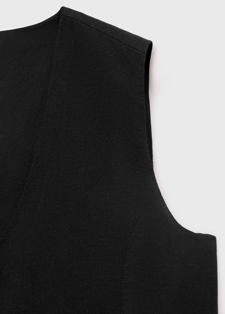 Linen waistcoat with buttons — Black