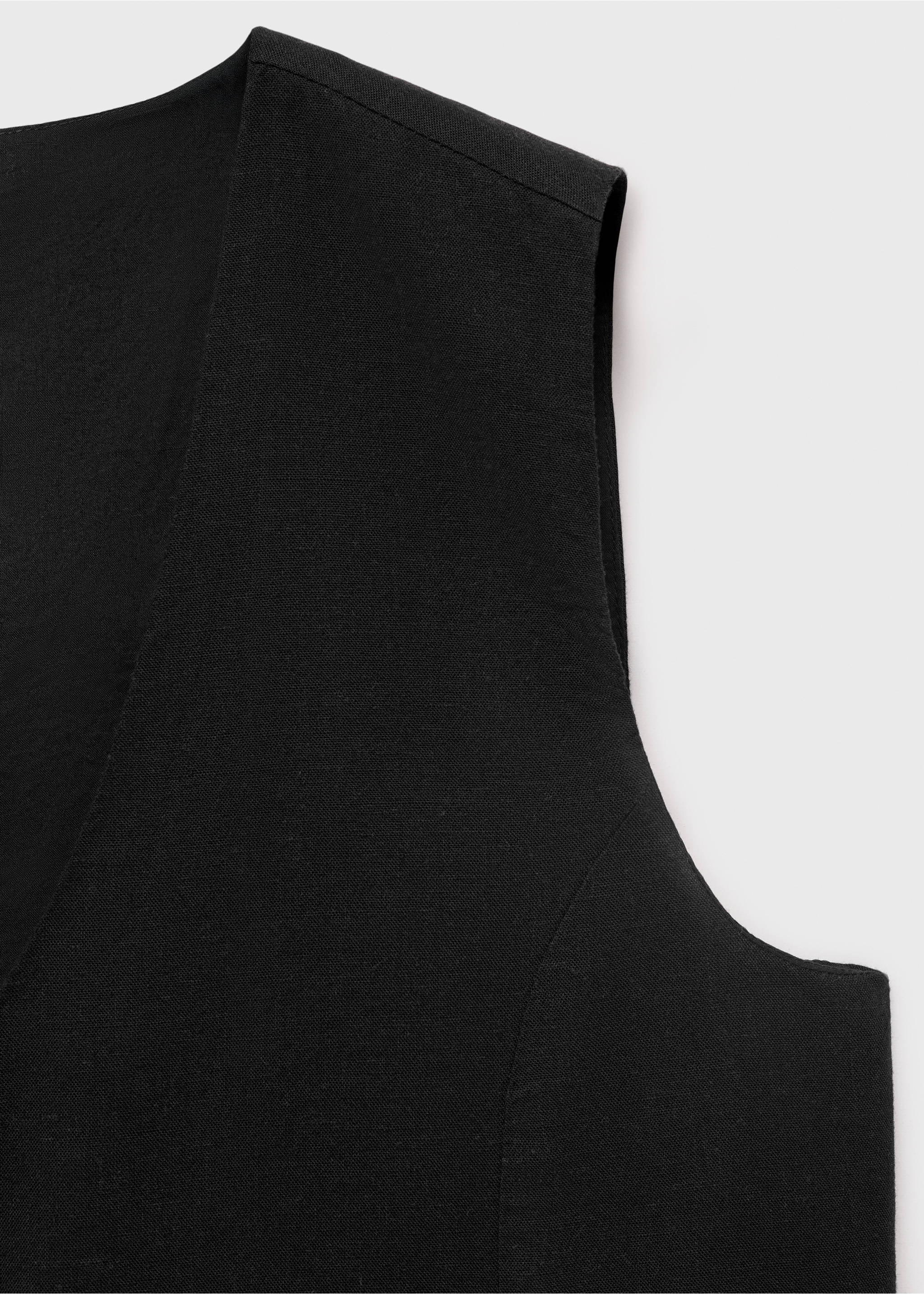 Chaleco lino botones - Detalle del artículo 0, Negro. Ref: 87076348-00.