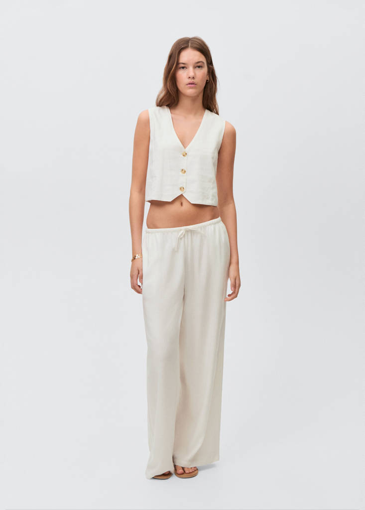 Linen waistcoat with buttons — Off White