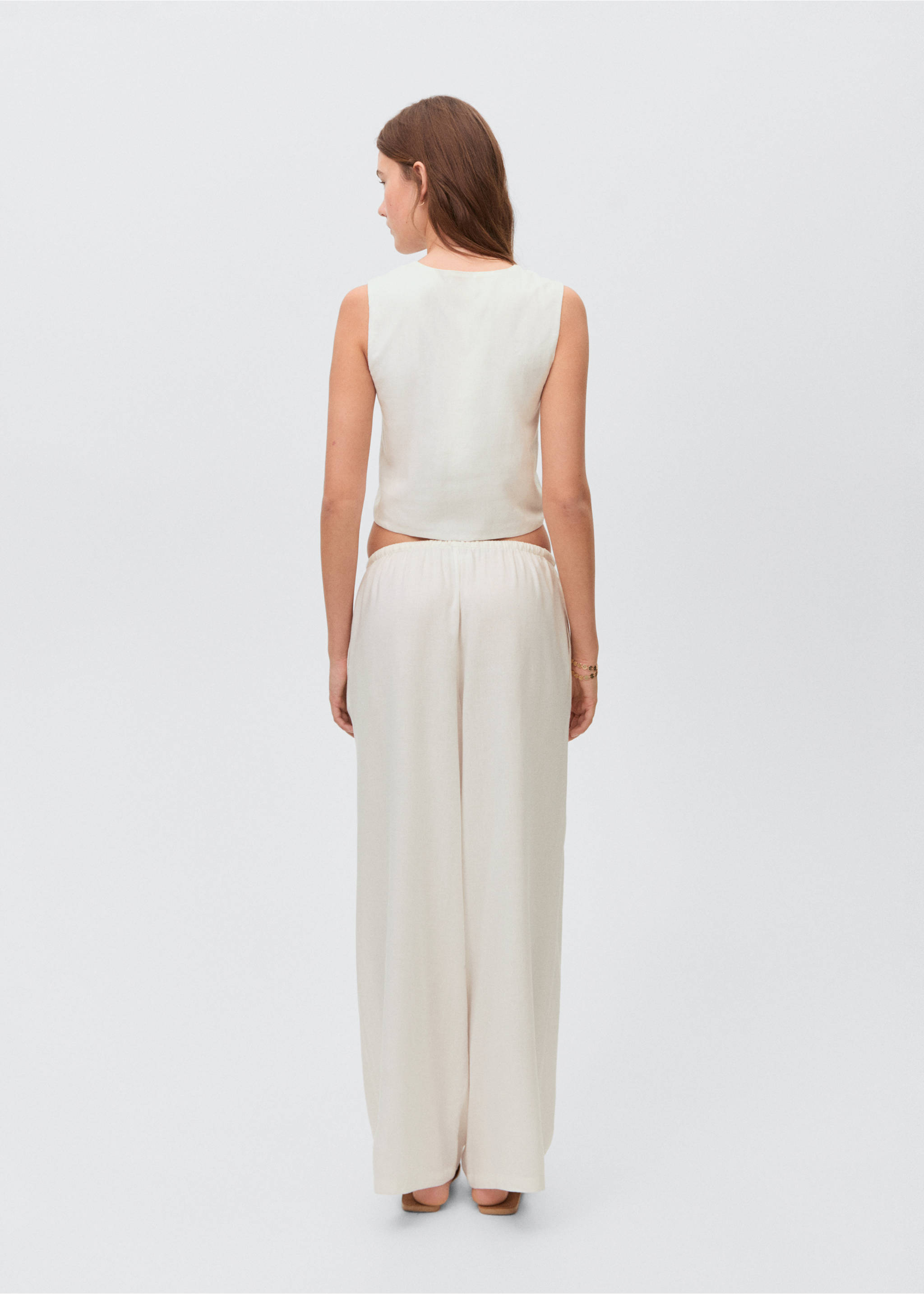 Linen-blend waistcoat - Reverse of the article, Off White. Ref: 87076349-00.