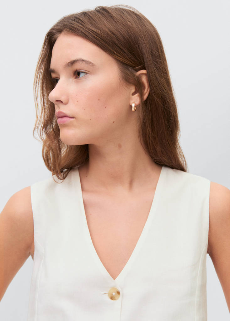 Linen waistcoat with buttons — Off White