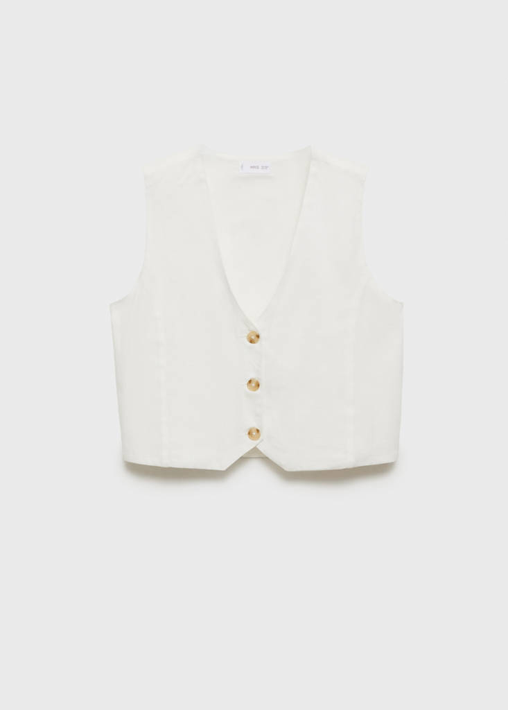 Linen waistcoat with buttons — Off White