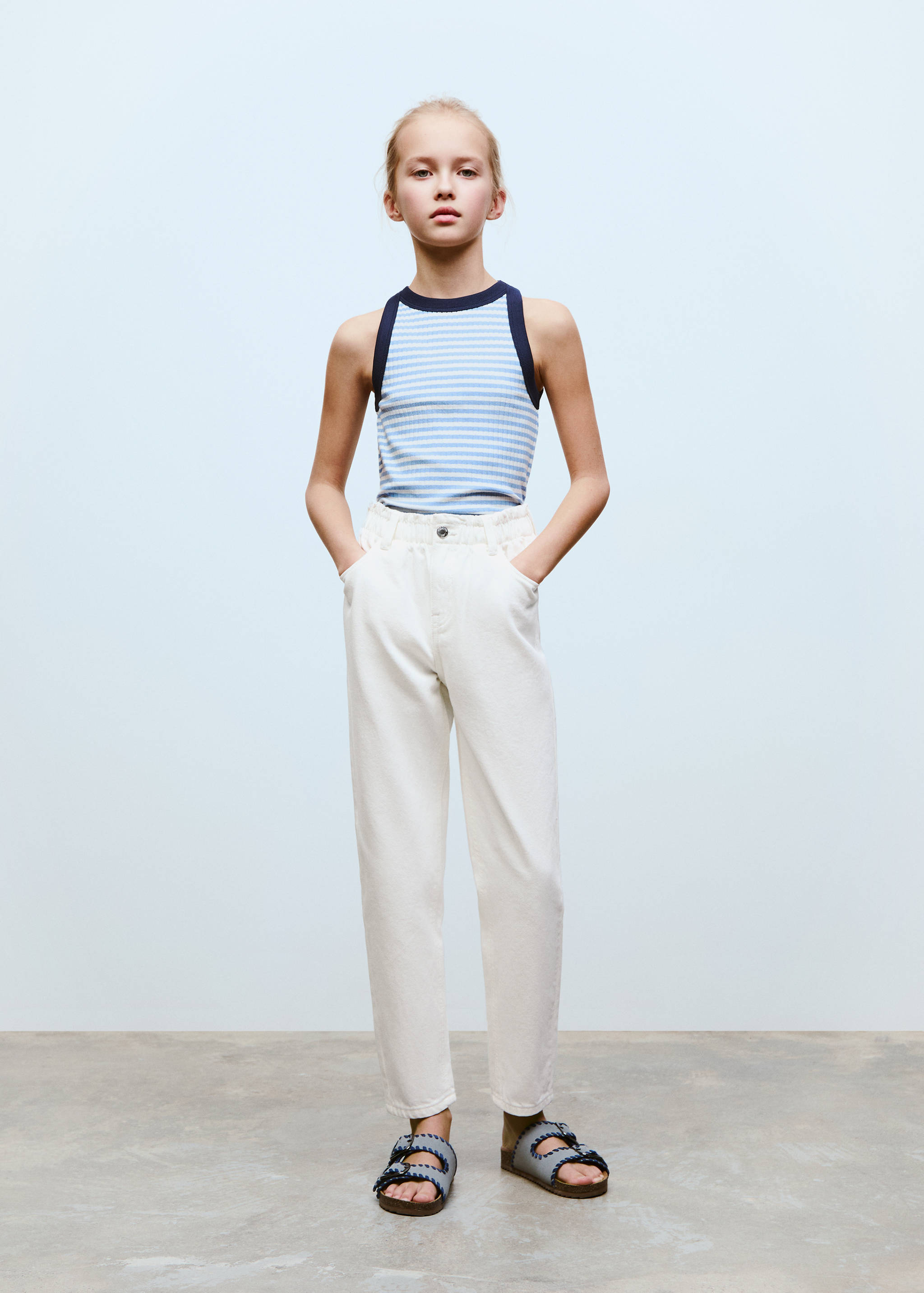 Striped cotton-blend top - General plane
