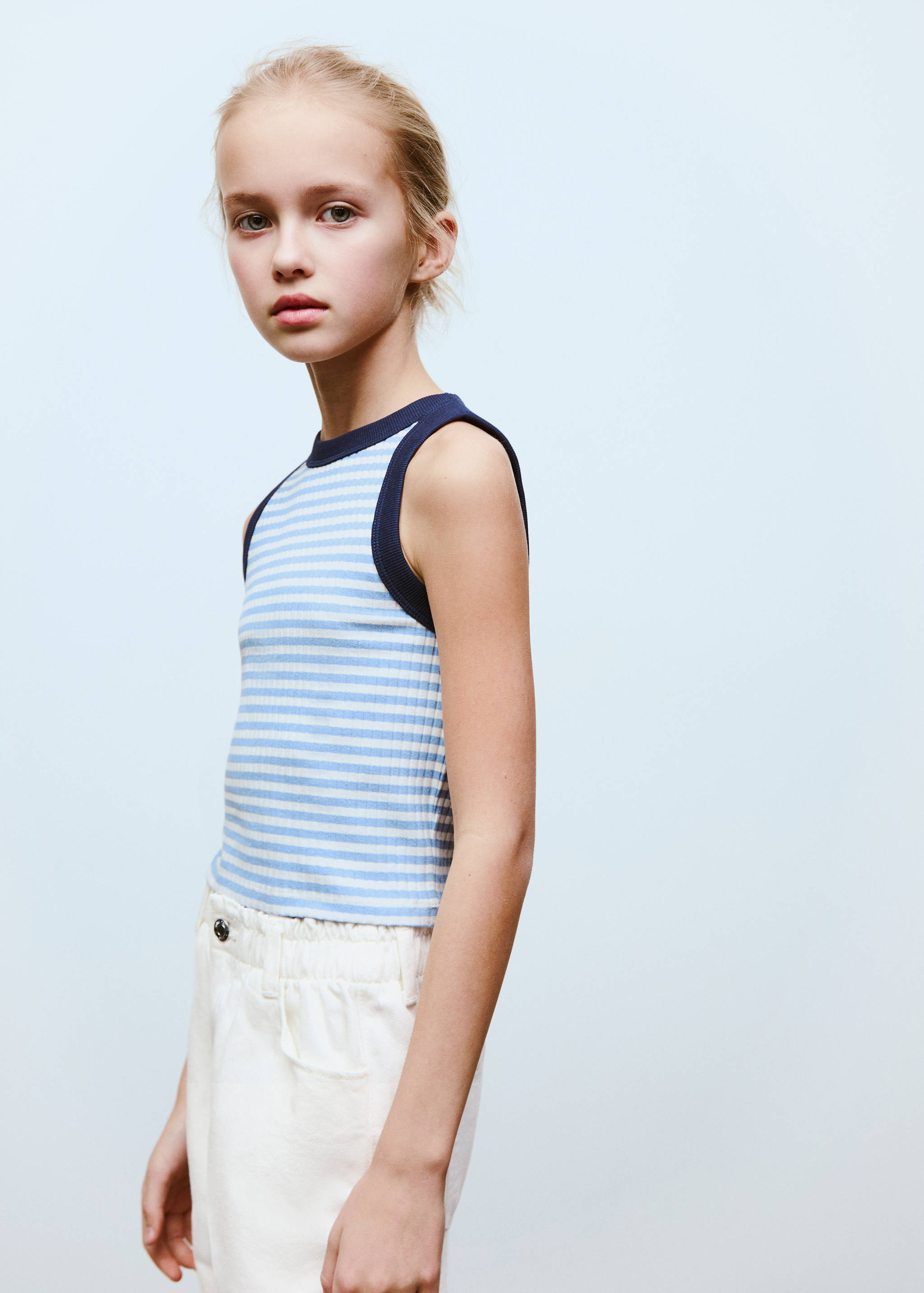 Striped cotton-blend top - Medium plane