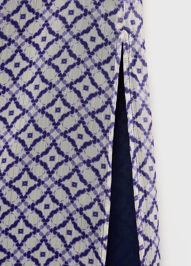 Halter-neck printed dress — Ink Blue