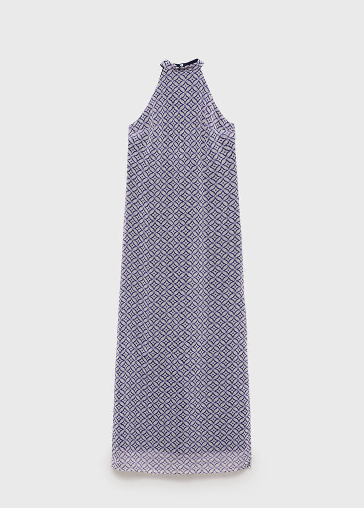 Halter-neck printed dress — Ink Blue