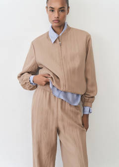 Straight-fit lyocell textured trousers — Medium Brown 4