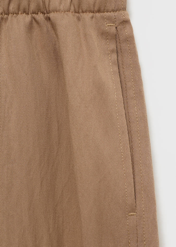 Straight-fit lyocell textured trousers — Medium Brown