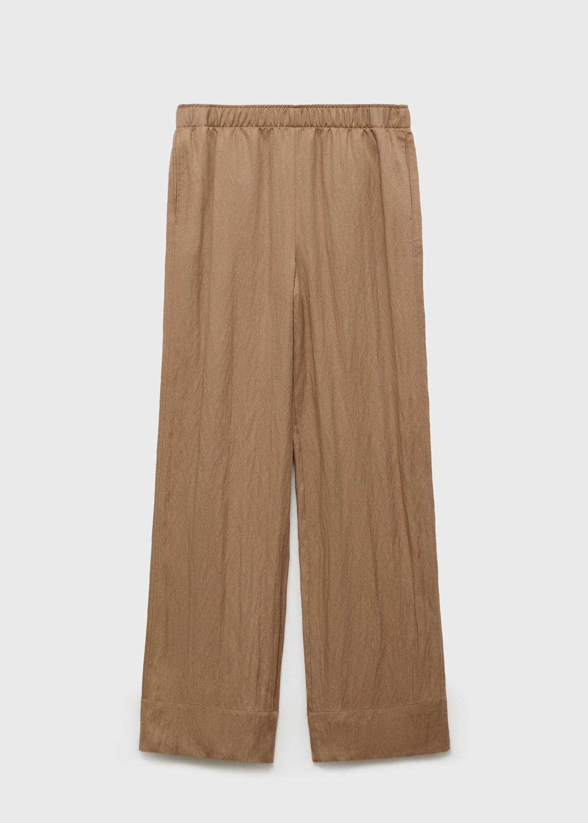 Straight-fit lyocell textured trousers — Medium Brown