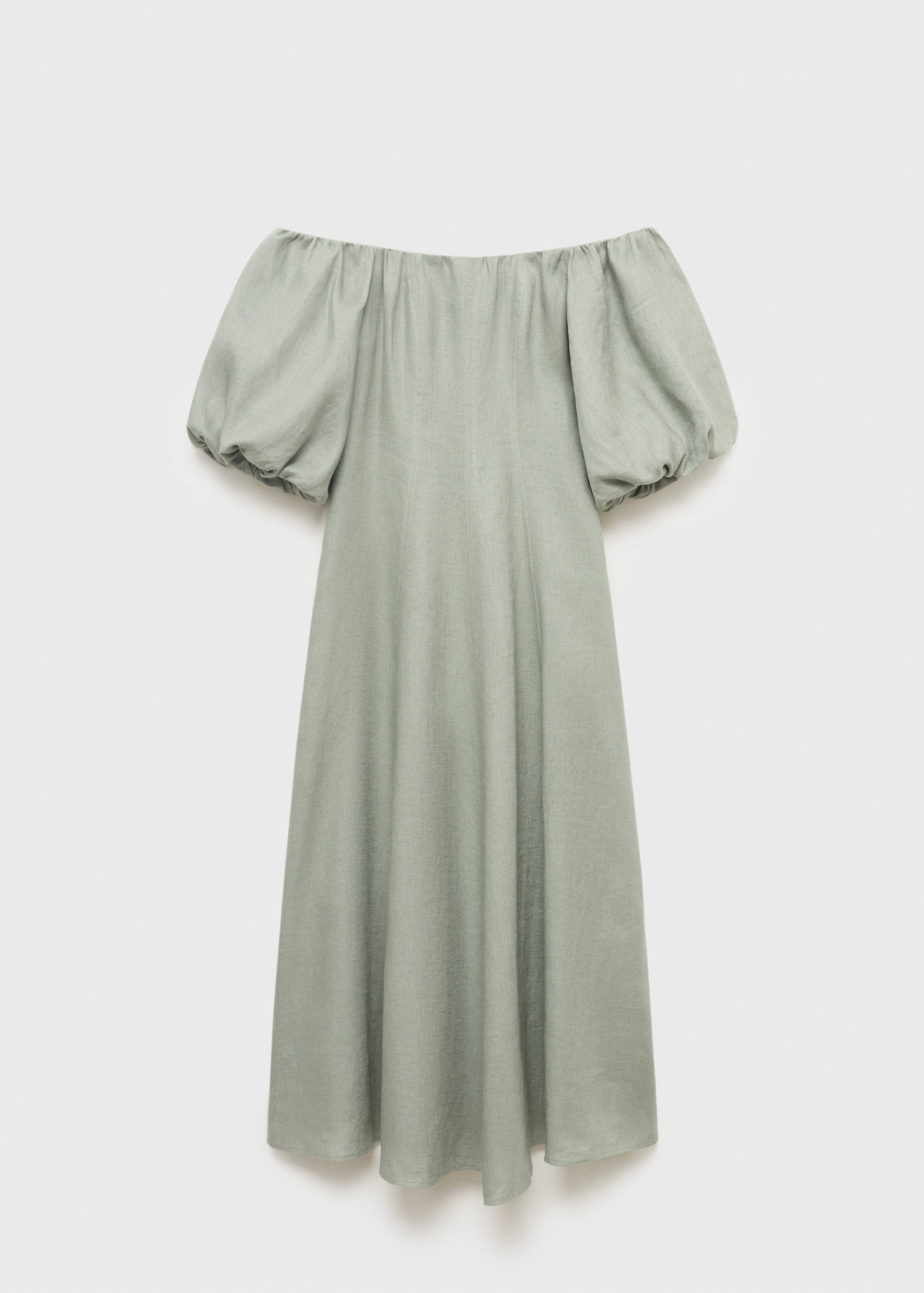 Puffed-sleeve linen dress - Article without model