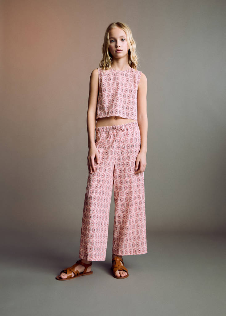 Printed cotton trousers — Pink