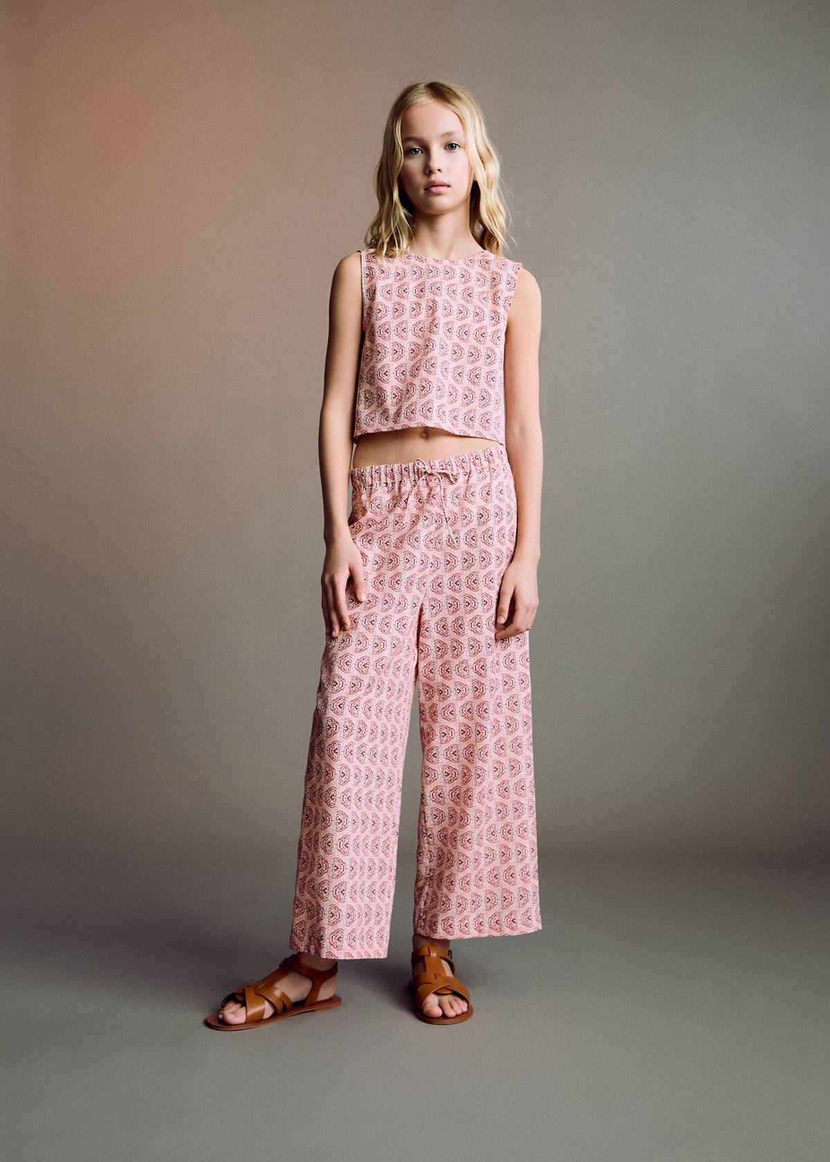 Printed cotton trousers — Pink