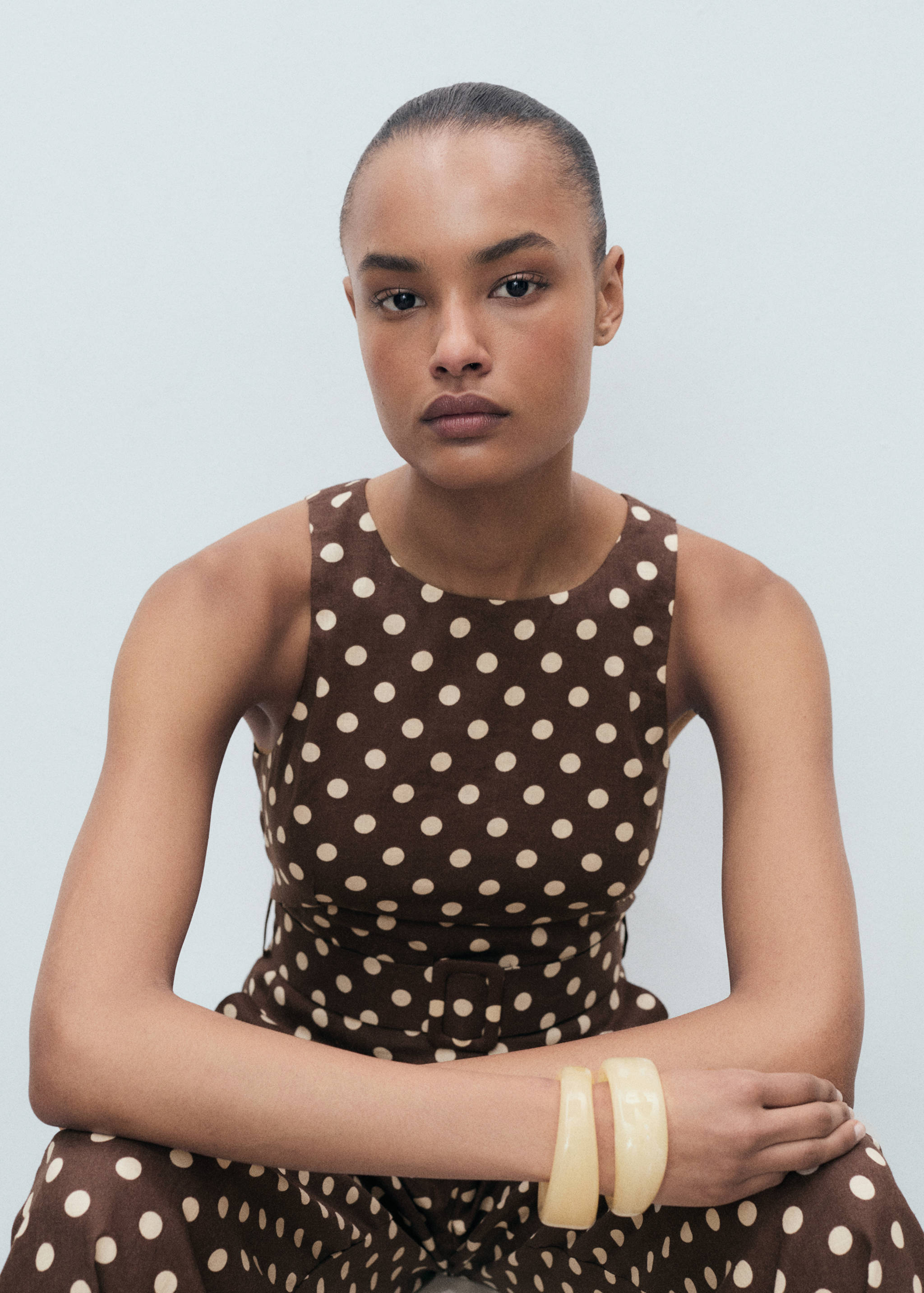 Combinaison lin à pois ceinture - Détail de l'article 1