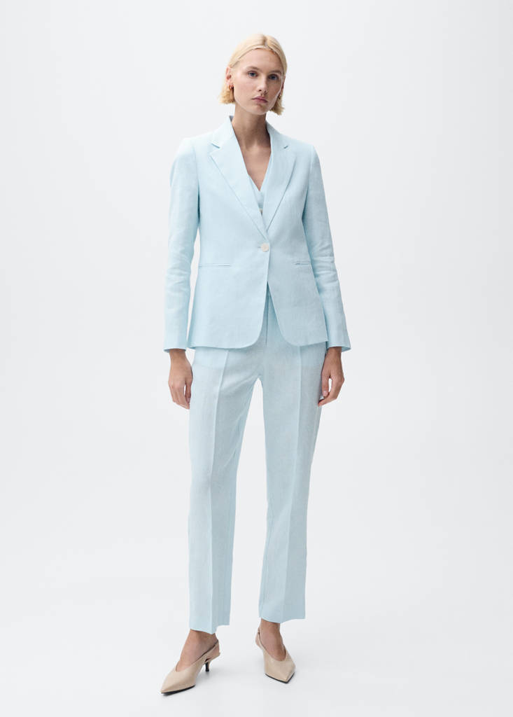 Linen suit jacket — Sky Blue