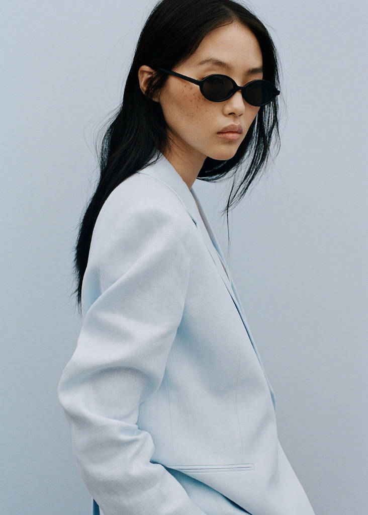 Linen suit jacket — Sky Blue