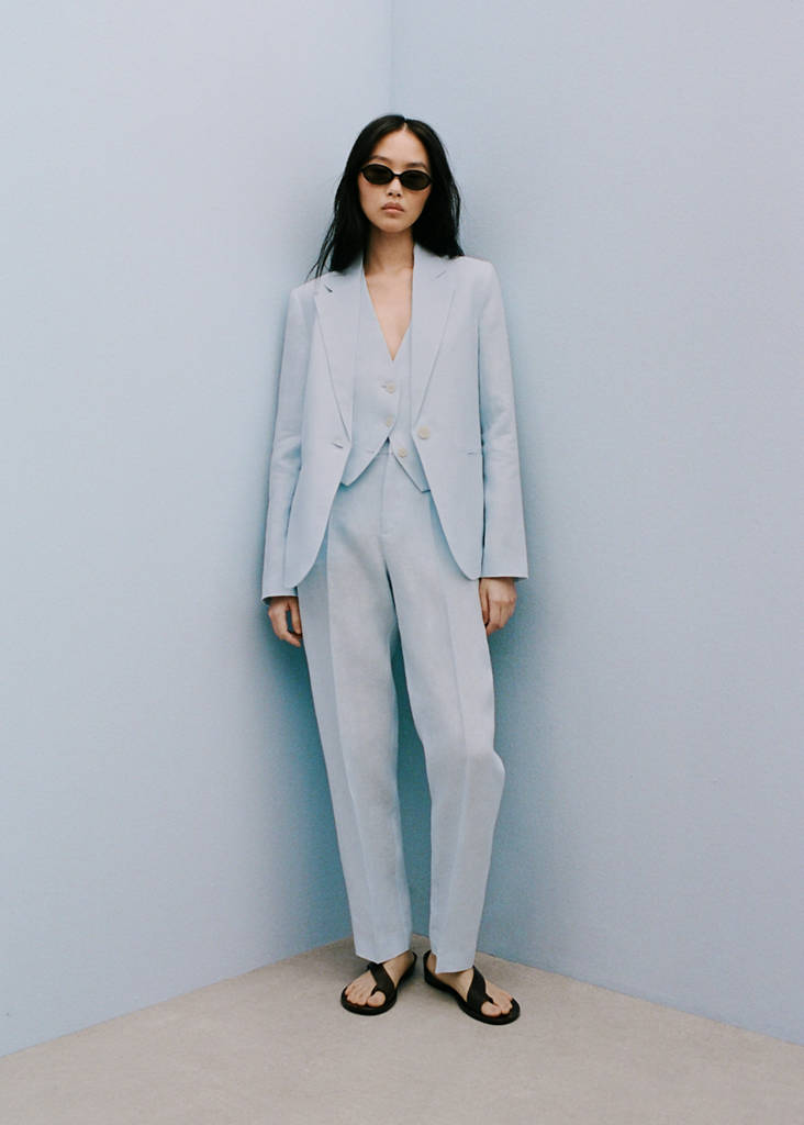 Linen suit jacket — Sky Blue