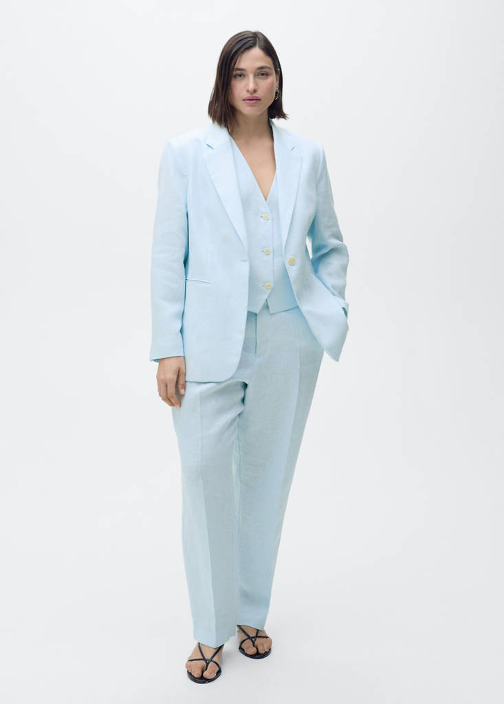 Linen suit jacket — Sky Blue