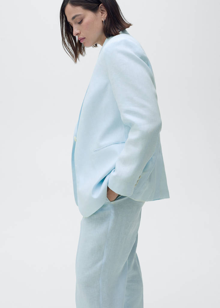 Linen suit jacket — Sky Blue
