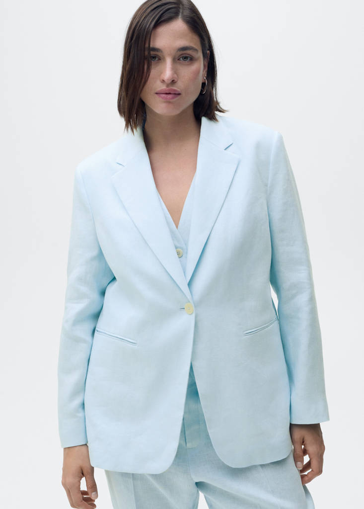 Linen suit jacket — Sky Blue