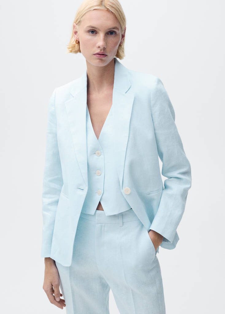 Linen suit jacket — Sky Blue