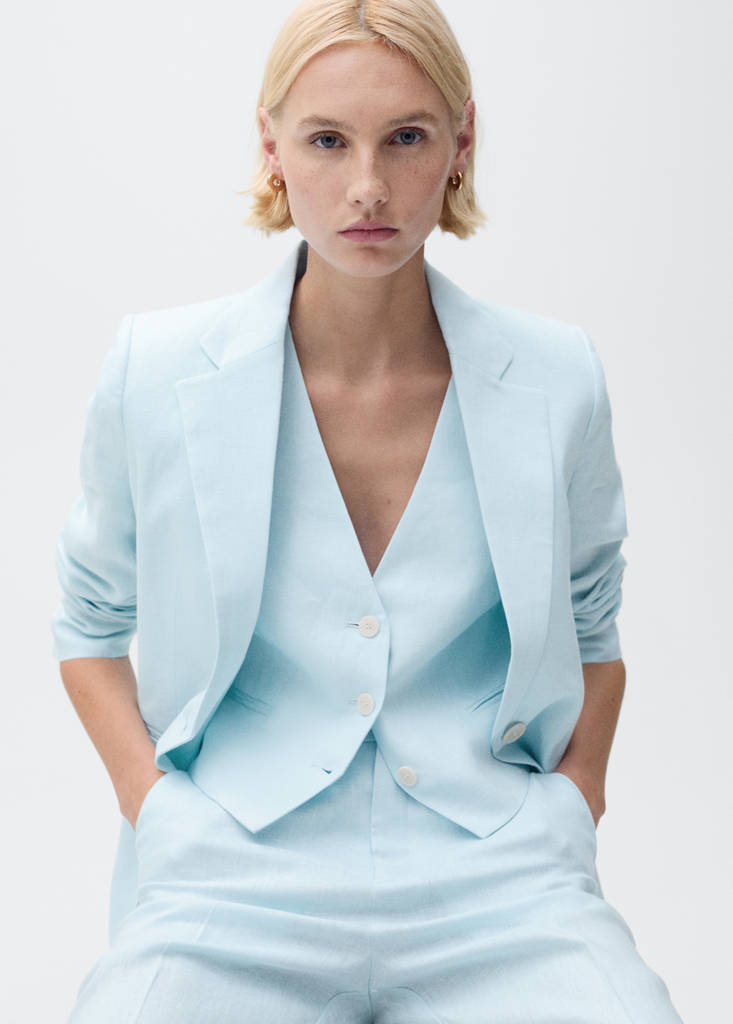 Linen suit jacket — Sky Blue
