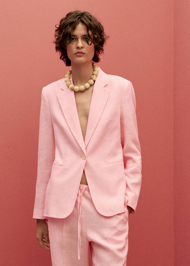 Linen suit jacket — Light Pink