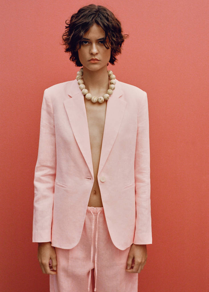 Linen suit jacket — Light Pink