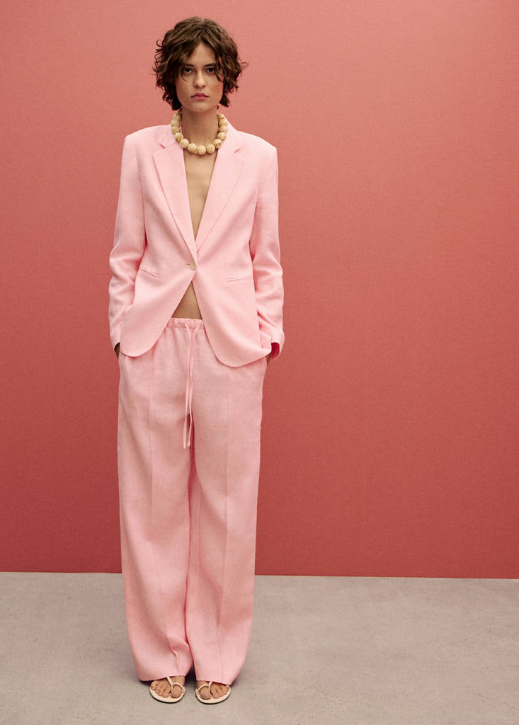 Linen suit jacket — Light Pink