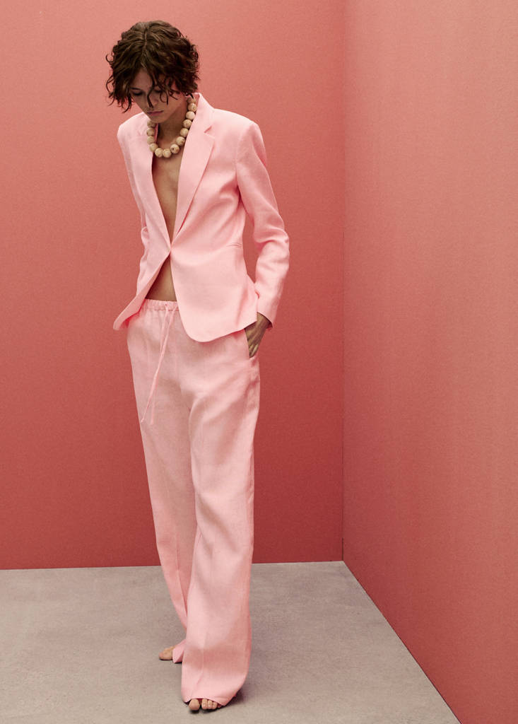 Linen suit jacket — Light Pink