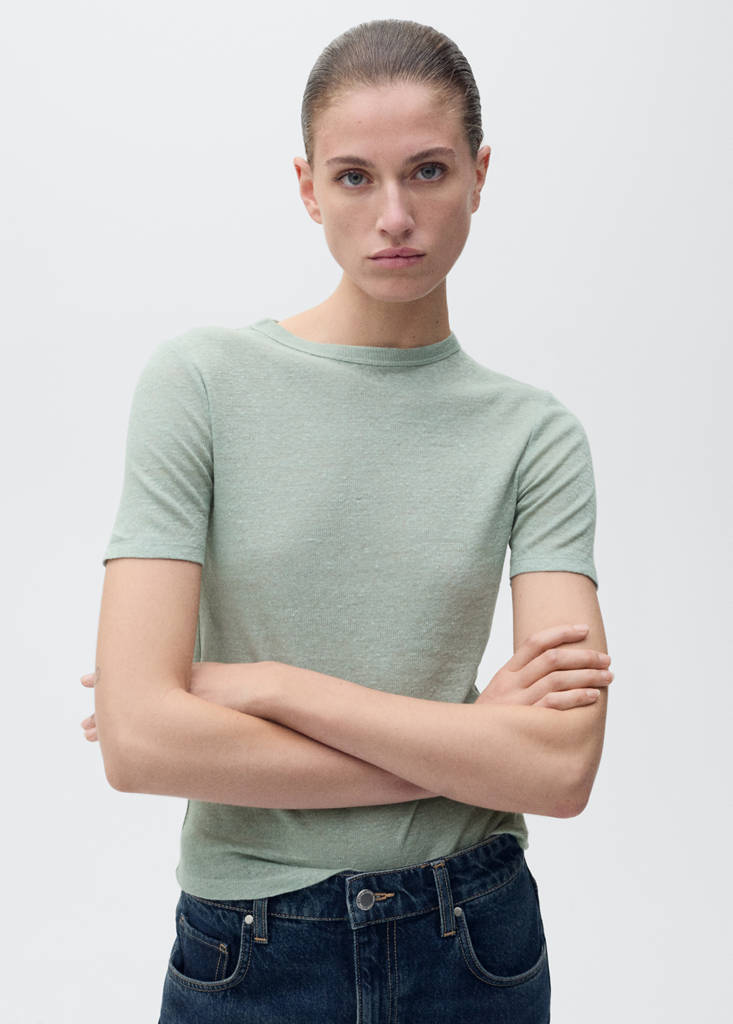 Fitted linen t-shirt — Green